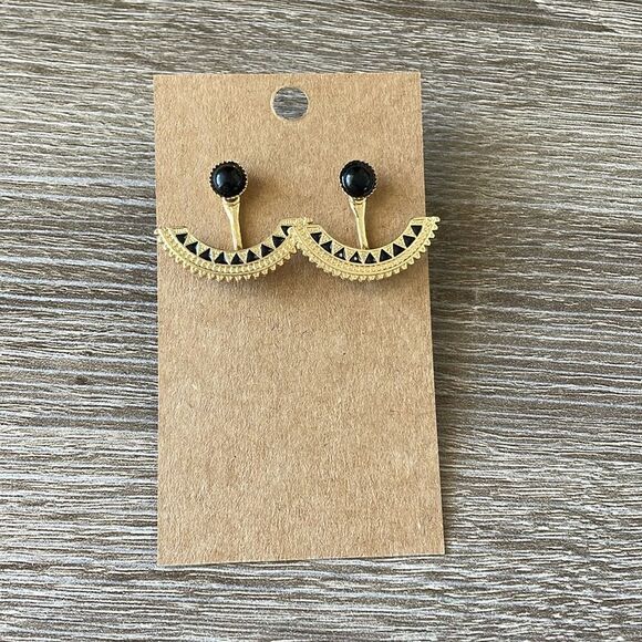 Elegant Black and Gold Earrings N1005 - Picture 3 of 4